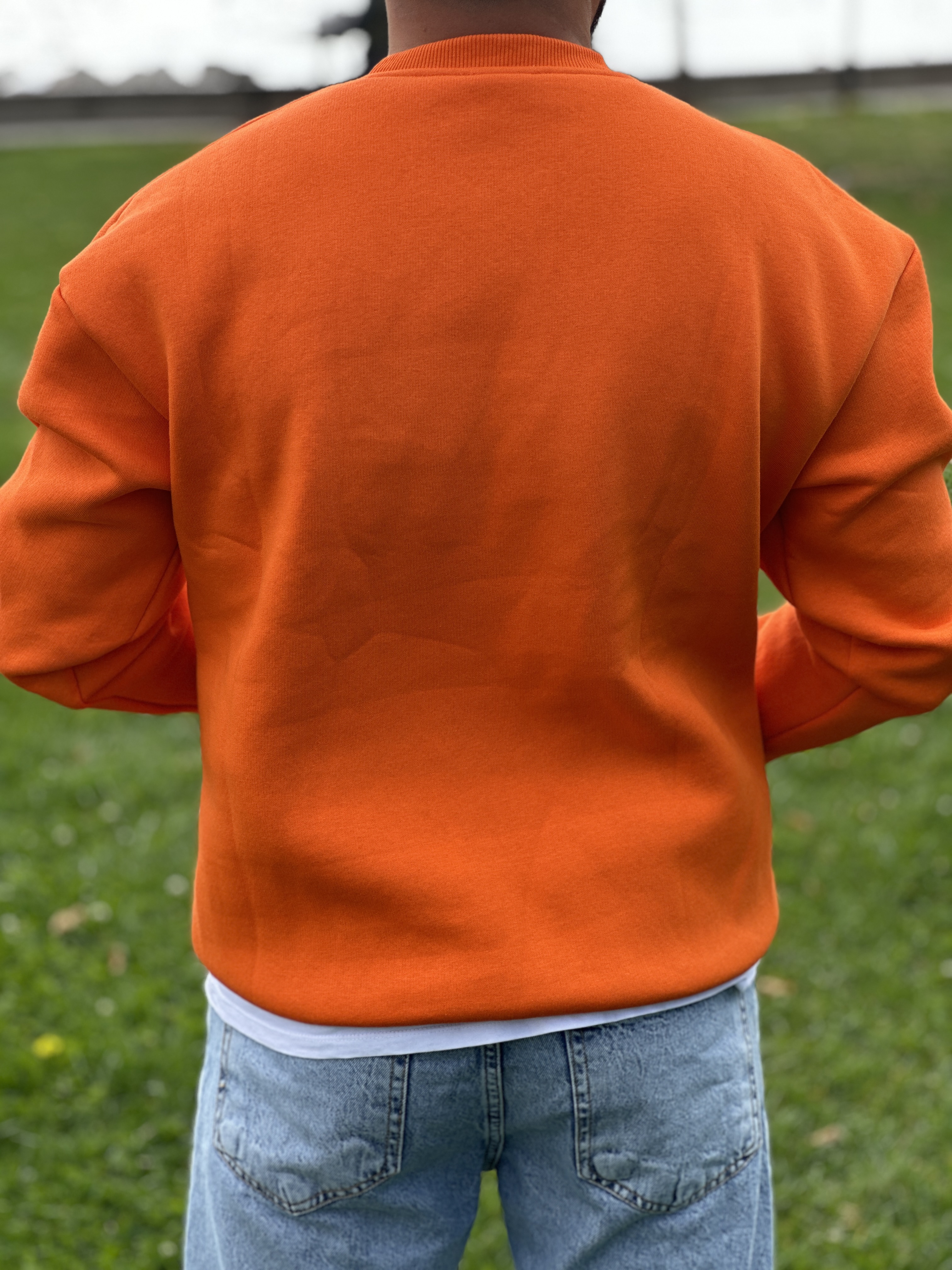 Turuncu Bisiklet Yaka Yarım Oversize Sweat