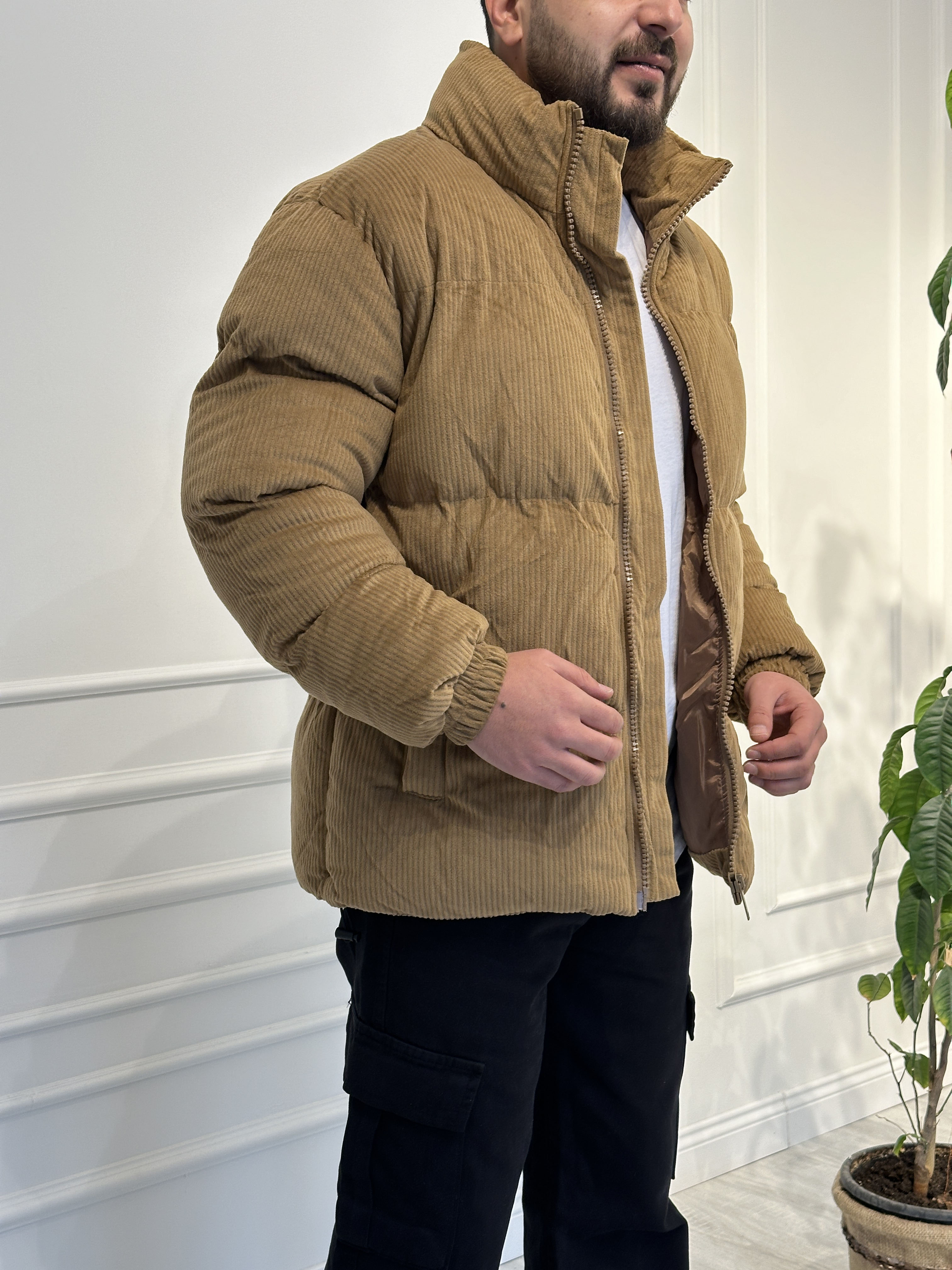 Fitilli Kahverengi Kadife Mont