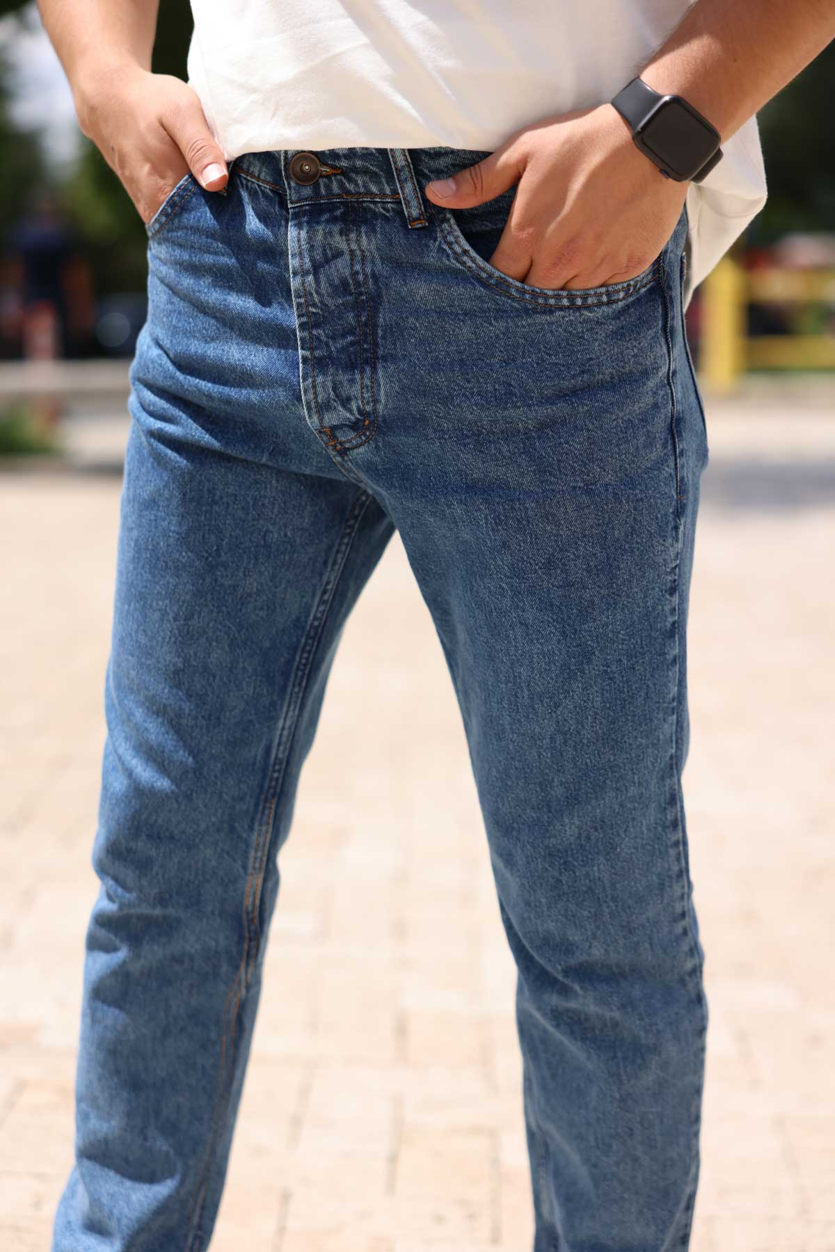 Koyu Mavi Baggy Kot Pantolon