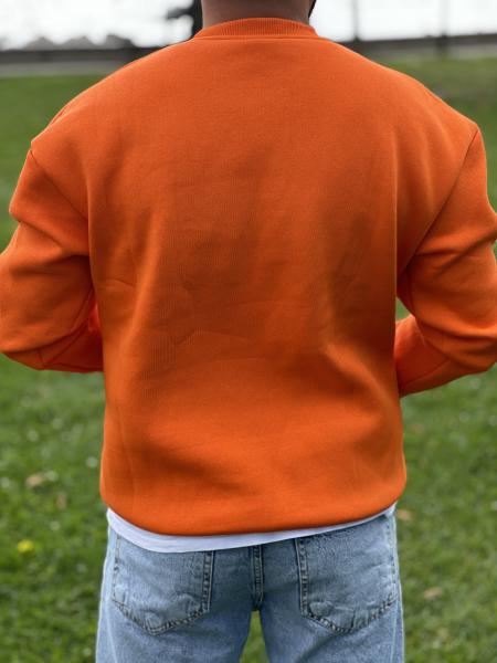 Turuncu Bisiklet Yaka Yarım Oversize Sweat