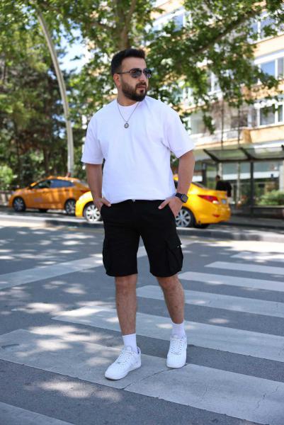 Beyaz Bisiklet Yaka Oversize Tişört