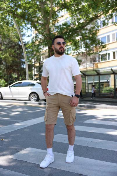 Bej Kargo Cepli Şort