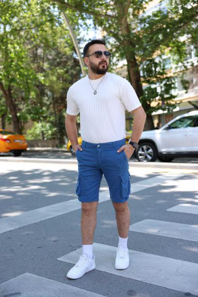 Mavi Kargo Cepli Şort
