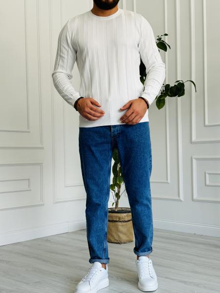 Kalın Fitilli Beyaz Triko