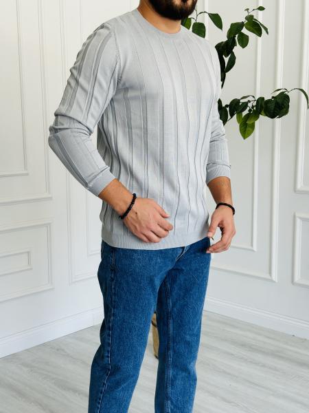 Kalın Fitilli Gri Triko