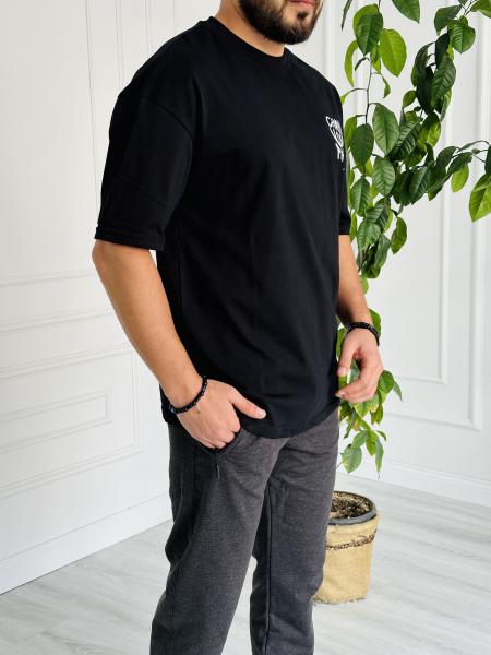 Oversize Baskılı Basic Tişört Siyah