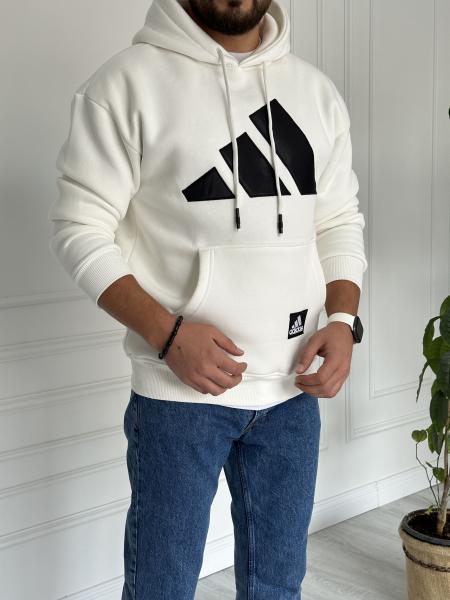 Baskılı Kapüşanlu Sweat Beyaz