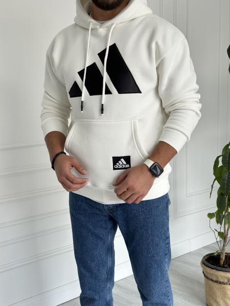 Baskılı Kapüşanlu Sweat Beyaz