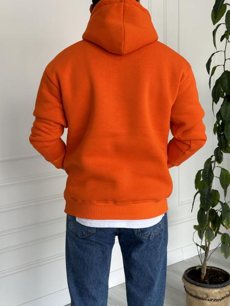 Baskılı Kapüşanlu Sweat Turuncu