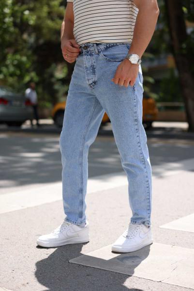 Buz Mavi Baggy Kot Pantolon