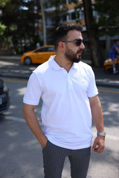 Beyaz Düz - Yakalı Tişört