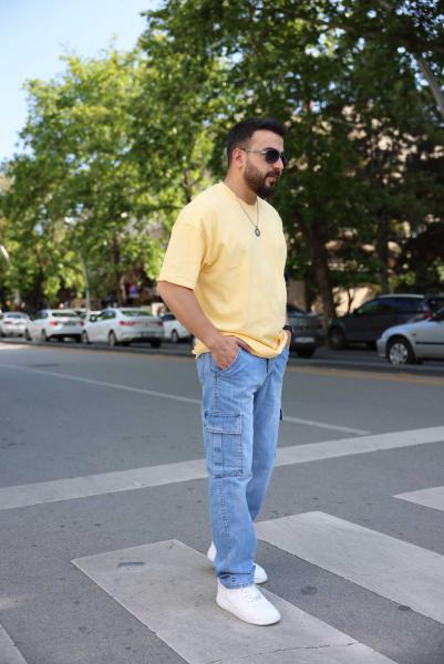 Açık Mavi Kargo Kot Pantolon